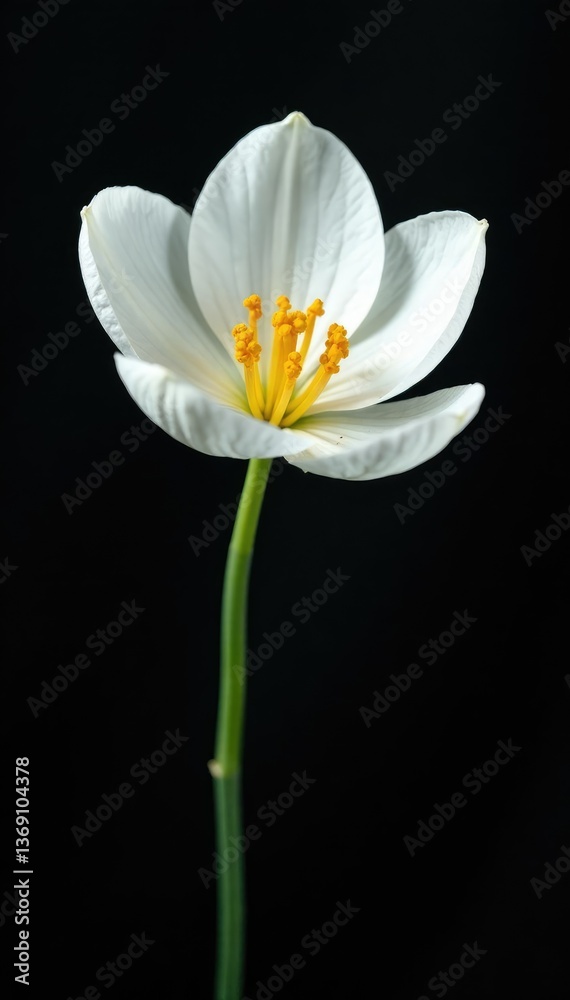 Fototapeta premium Delicate White petals unfolding on a dark canvas, blossom, bloom, isolated