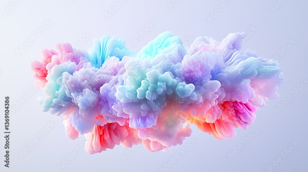 Fototapeta premium A floating cloud of neon and pastel-colored bursts frozen in motion