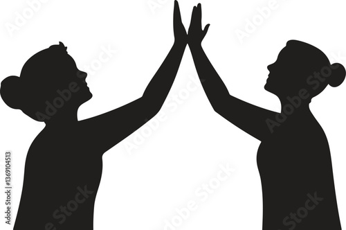 A black business collaboration silhouette flat design vector illustration isolated on white background