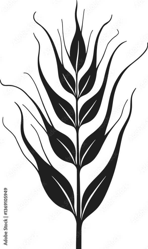 Obraz premium A black Wheat silhouette flat design vector icon logo illustration isolated on white background