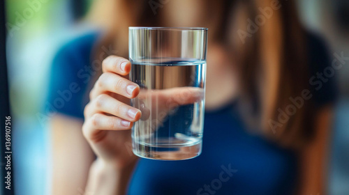 woman holding a glass of water