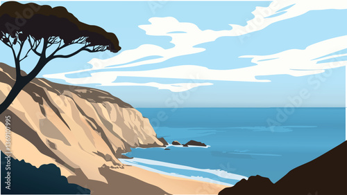 Scenic Views at Torrey Pines State Reserve, San Diego.eps
