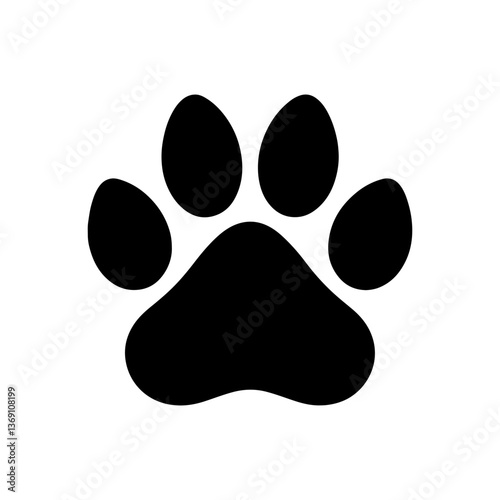 Lynx paw print silhouette vector flat illustration design.