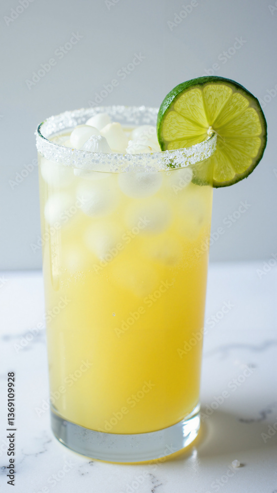 Refreshing Margarita in a Classic Glass with Lime Garnish - Perfect for Summer Advertising and Cocktail Promotions Refreshing Margarita in a Classic Glass with Lime Garnish - Perfect for Summer Advertising and Cocktail Promotions