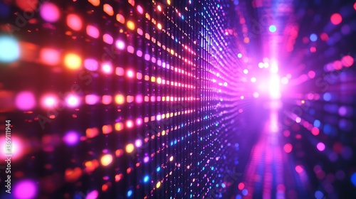 Wallpaper Mural Dazzling Light Wall with Pink, Blue, and Orange Bokeh Effect in Perspective View Torontodigital.ca