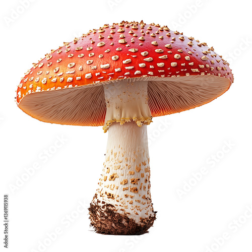Red toadstool mushroom amanita muscaria fungi nature isolated on transparent background
