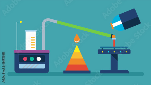 A spectrophotometer whirs as it measures the absorption of light by a sample of crude oil providing important information about its composition and. Vector illustration