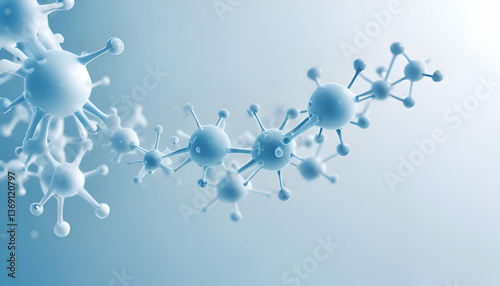 Abstract blue background with bubble. DNA molecule background, Generative AI 