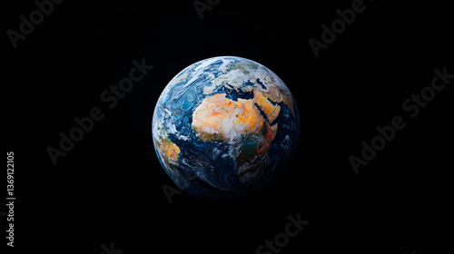Pixelated Earth Globe In Dark Space