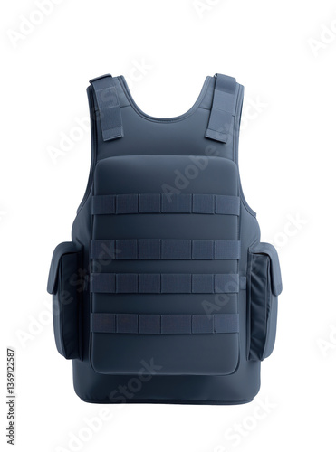 Tactical Bulletproof Vest Isolated on White Background: Modern Protective Gear