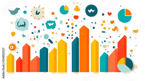 Colorful Abstract Chart Showing Growth And Social Media Engagement