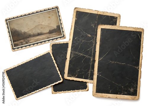 Vintage Blank Photo Frames with Aged Texture – Retro Nostalgic Design Mockup