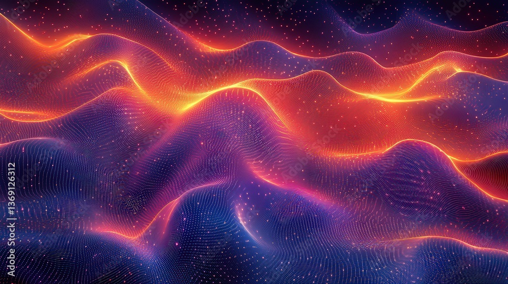 Fototapeta premium Abstract Wave Pattern with Vibrant Colors and Glowing Effect