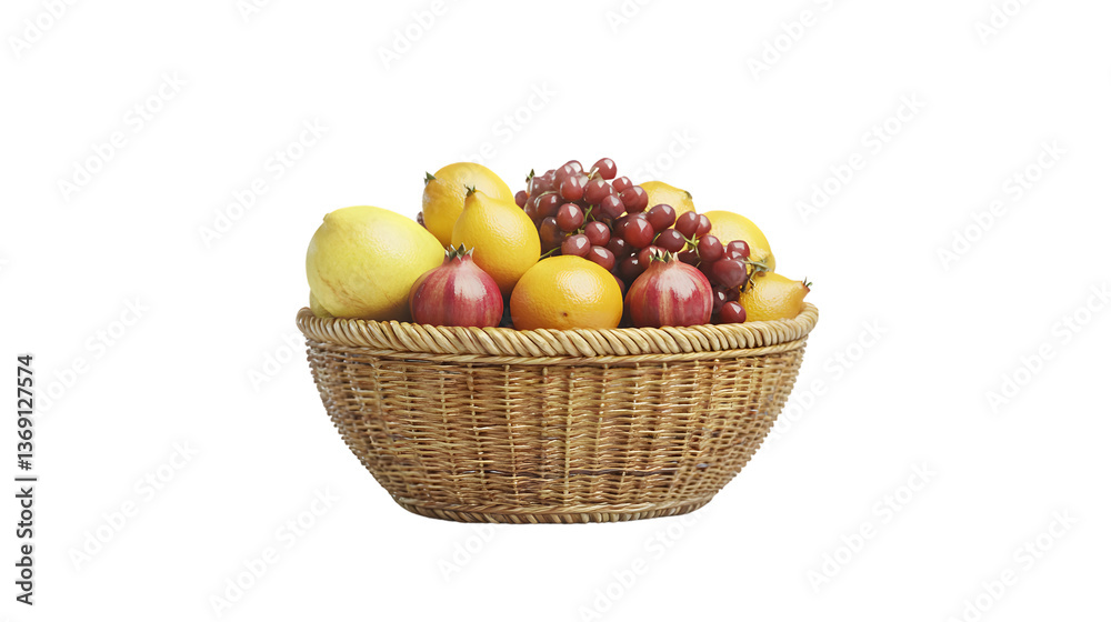 A basket brimming with fresh fruits and vegetables perfect for health and nutrition themes A basket brimming with fresh fruits and vegetables perfect for health and nutrition themes