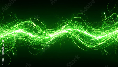 Energetic Green Light Trails Abstract Design