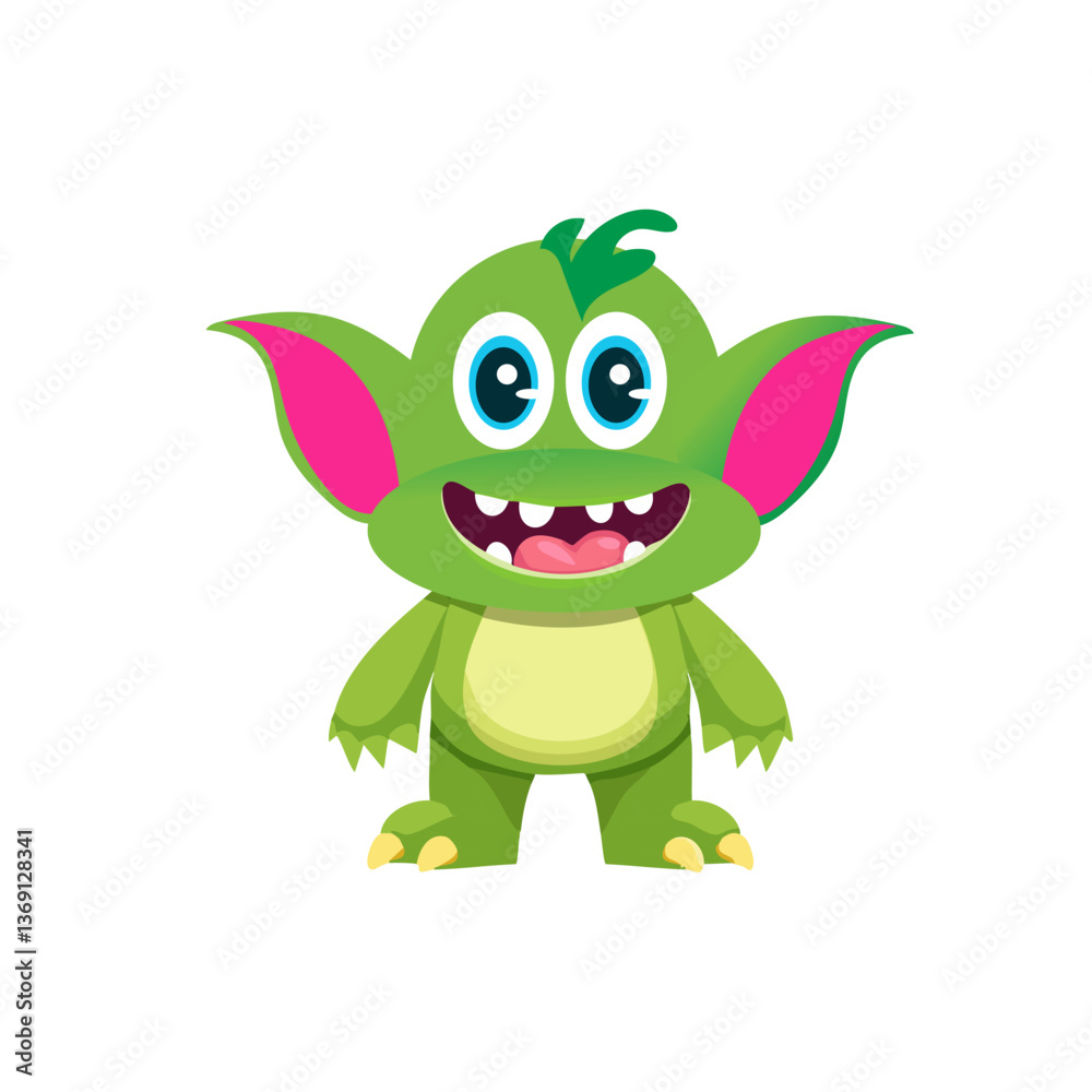 Cute Monster Character Vector Illustration as Toothy and Furry Mutant with Friendly Face Vector Cute Monster Character Vector Illustration as Toothy and Furry Mutant with Friendly Face Vector