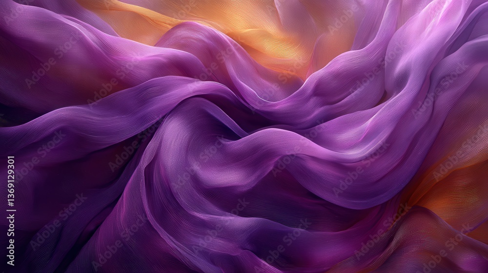 Obraz premium Ethereal Flowing Fabric in Shades of Purple and Orange Hues