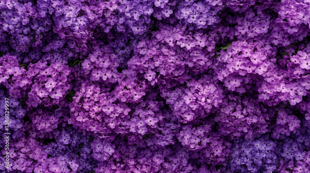 Obraz premium A dense cluster of vivid purple hydrangeas creates a stunning floral scene.