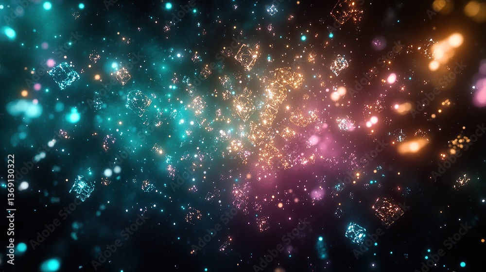 A sudden explosion of floating crystalline particles A sudden explosion of floating crystalline particles