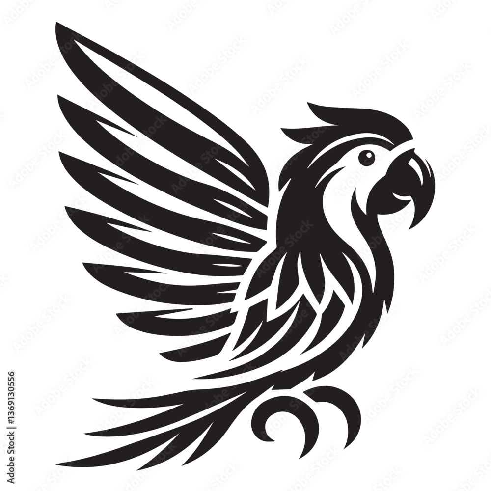Parrot silhouette black and white vector icon Parrot silhouette black and white vector icon