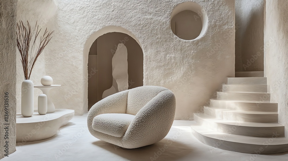Obraz premium Cozy Armchair in Modern Interior with Architectural Design Elements
