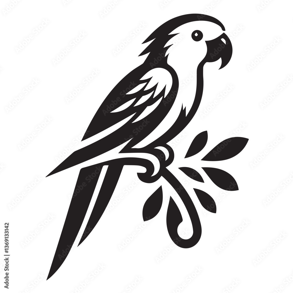 Parrot silhouette black and white vector icon Parrot silhouette black and white vector icon
