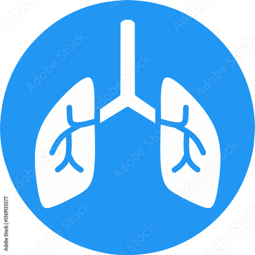 Human fresh air blue healthy lung pulmonology no cigarette flat icon for medical app and website with black background	