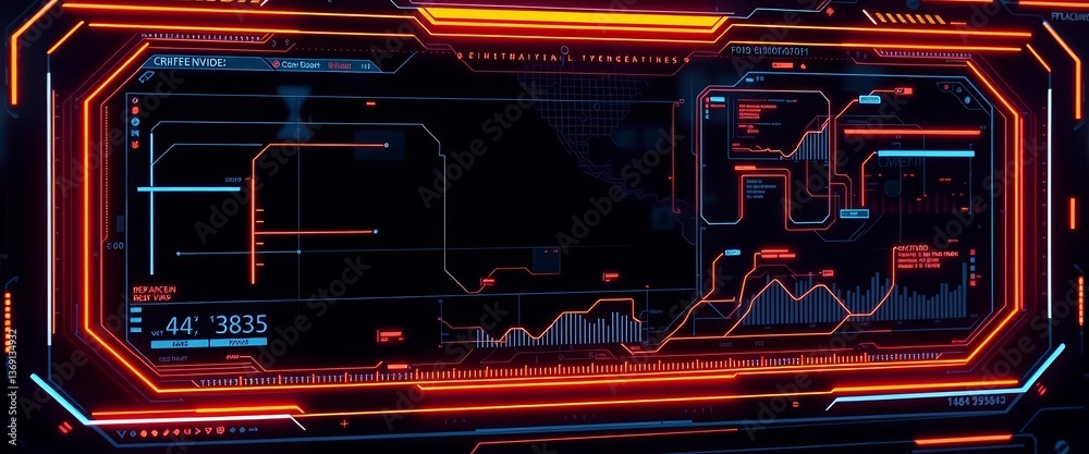 Obraz premium Futuristic HUD interface panel with glowing lines and digital elements, virtual, panel