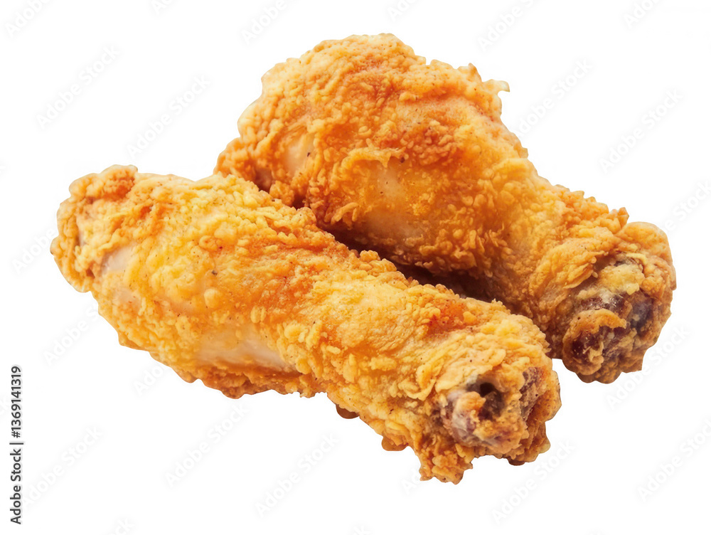 Crispy Fried Chicken Drumstick with Golden Breading Transparent Background Crispy Fried Chicken Drumstick with Golden Breading Transparent Background