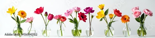 Wallpaper Mural Elegant composition of various types of flowers in glass vase on white background, colorful, decor, glass Torontodigital.ca
