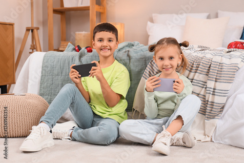 Cute happy little kids with...