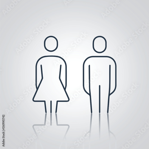 Pictograms of a man and a woman, restroom door signs,
