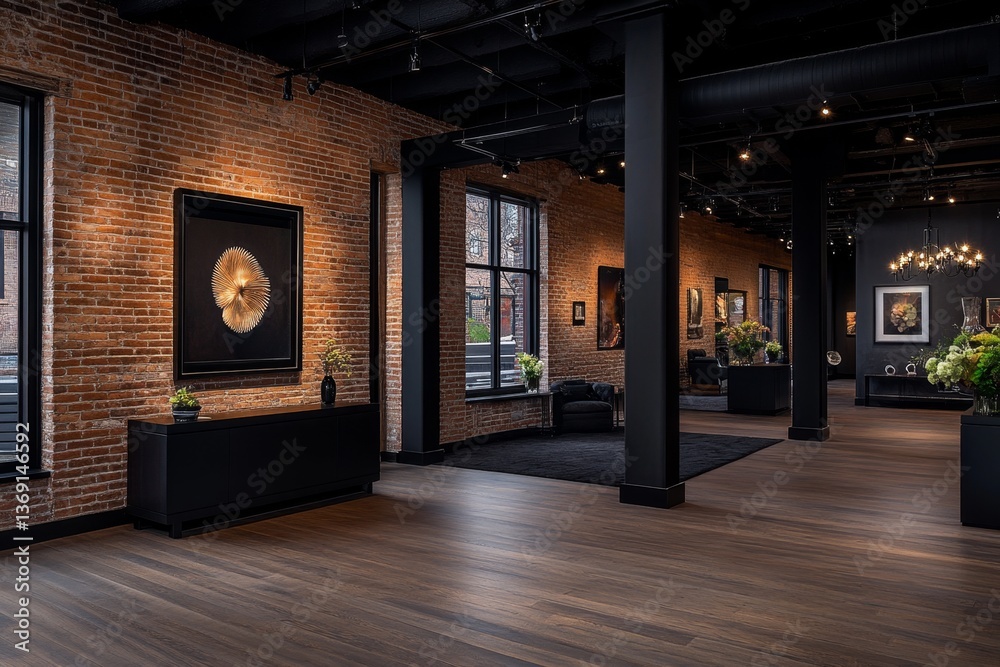 custom made wallpaper toronto digitalA high-end gallery space featuring a suspended kinetic art installation with moving metal elements