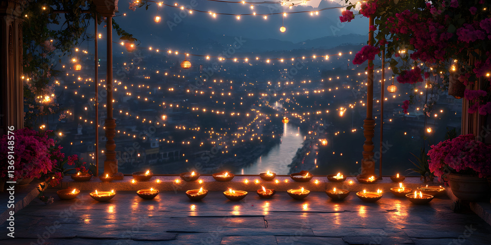 Enchanted Night: Diwali Festivities from a Balcony Enchanted Night: Diwali Festivities from a Balcony