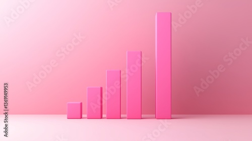 Free Download Pastel-Colored Growing Bar Graph 3D Render on Pink Background for Growth Visualization - GFXLoad