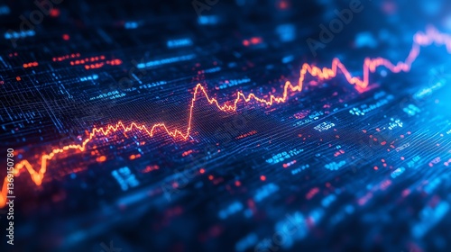 Wallpaper Mural Abstract financial graph with uptrend line candlestick chart on blue Torontodigital.ca