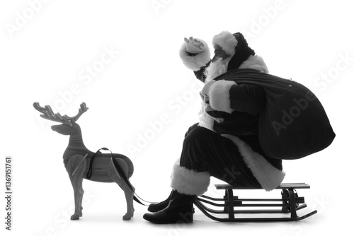 Santa claus silhouette on s...