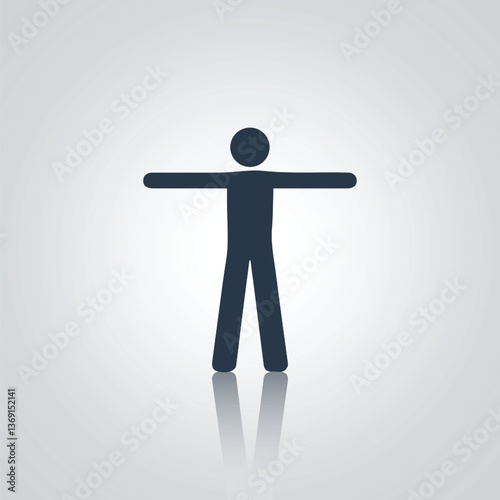 Boy standing in open arms, A man doing exercises icon,