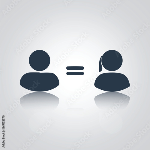Gender Equality Icon, Pictograms of a man and a woman, unisex equality,