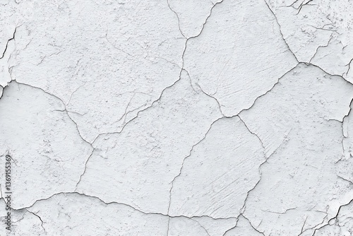 Highresolution image of a cracked white wall texture showing detailed surface damage and aged appearance