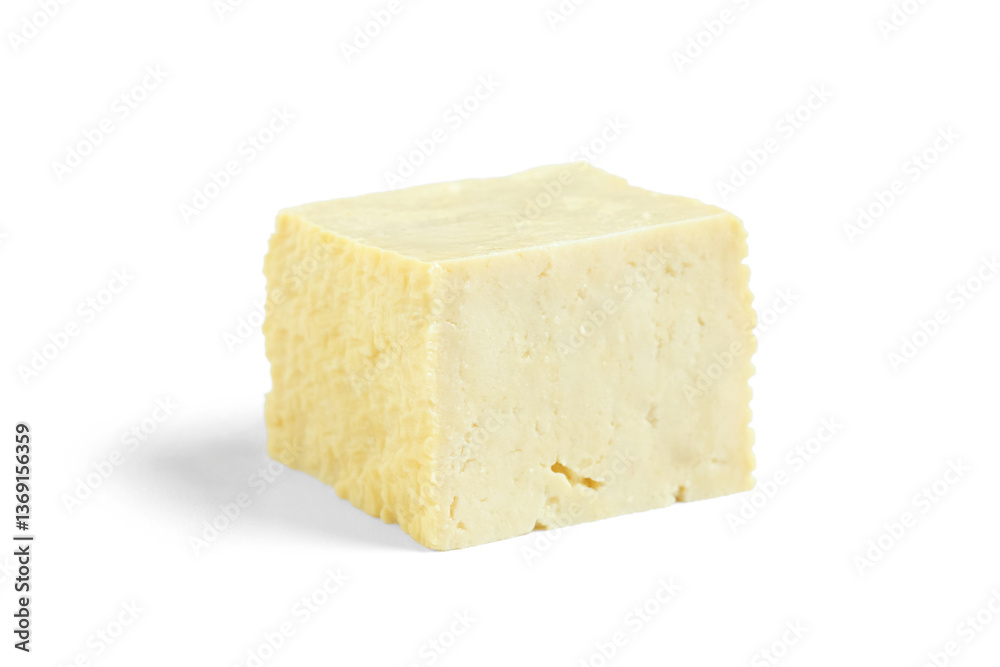 Delicious tofu cheese isolated on white background, closeup Delicious tofu cheese isolated on white background, closeup