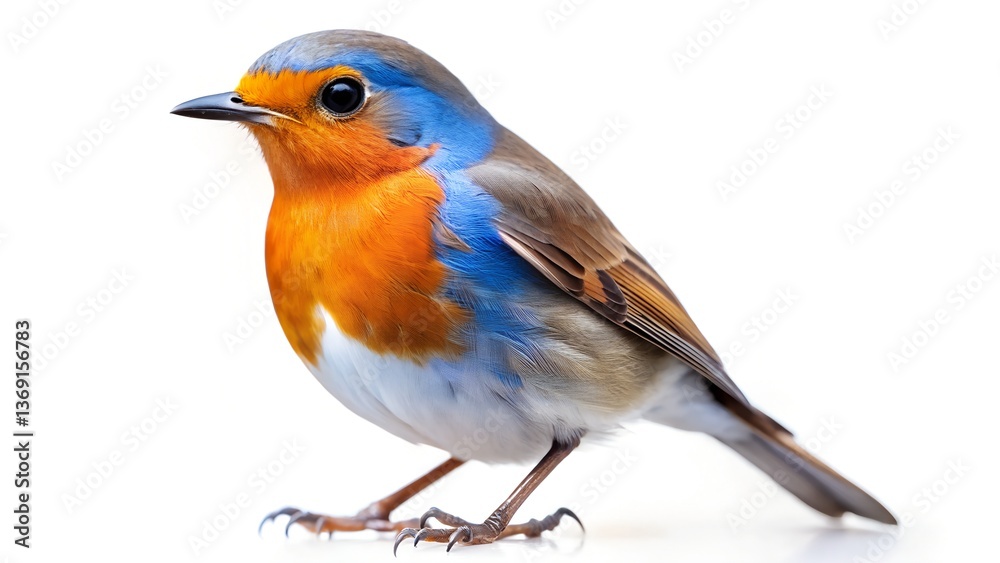 Fototapeta premium European robin on a white background