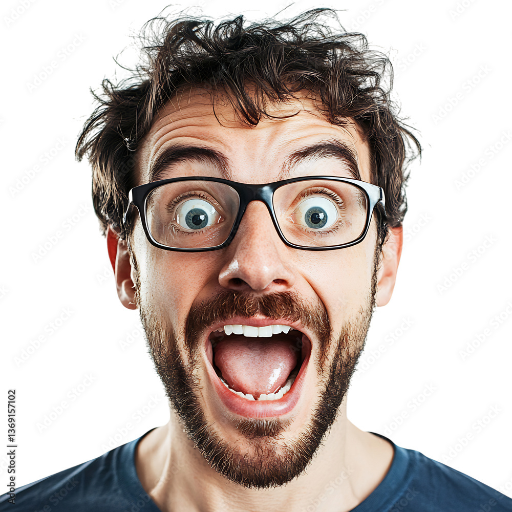 Man Making a Funny Face Isolated on Transparent Background Man Making a Funny Face Isolated on Transparent Background