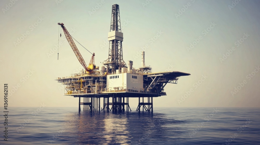 A deep drilling oil rig extracting petroleum from offshore waters. A deep drilling oil rig extracting petroleum from offshore waters.