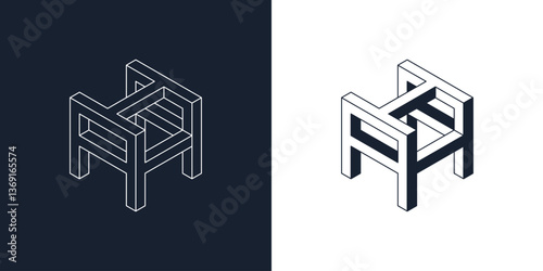 hexagon cube letter A and H style logo