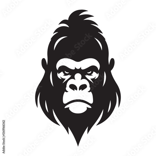 Wallpaper Mural Gorilla silhouette black and white vector icon Torontodigital.ca