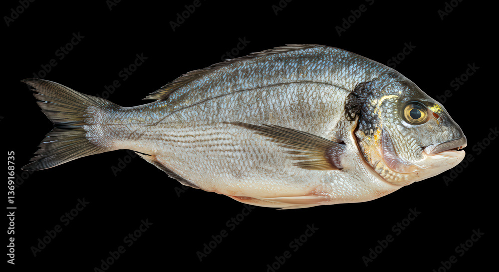 Fototapeta premium Fresh sea bream fish isolated on a clean white background