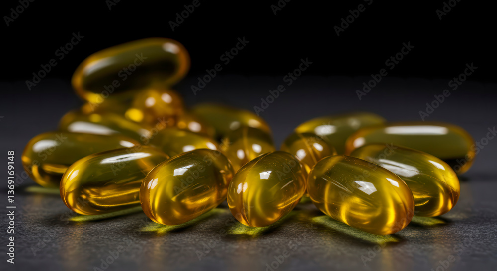 Omega 3 and vitamin A D supplements in transparent capsules Omega 3 and vitamin A D supplements in transparent capsules