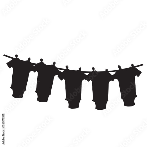 clothes on a clothesline silhouette