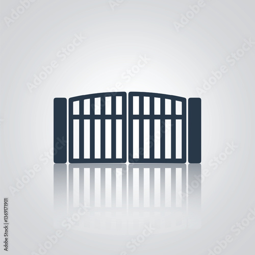 Gate design icons, automatic gate icon, Fence house, Garage entry,